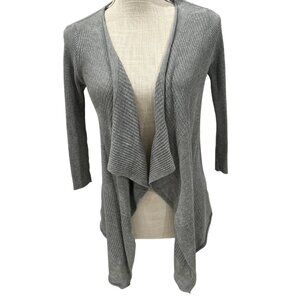 Debut Womens Gray Ribbed Open Front Cardigan Sweater S